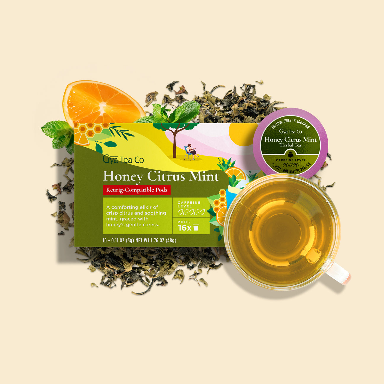 Honey Citrus Mint Herbal Tea K-Cup 16 Pods – Gya Tea